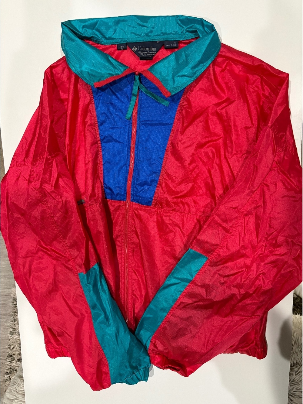 Vintage 90’s Radial Sleeve Columbia Men's Colorblock Windbreaker Jacket  Size XL
